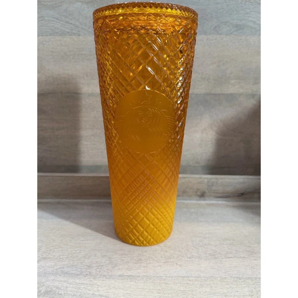 24oz Orange/Yellow Studded Starbucks Tumbler (No Straw)